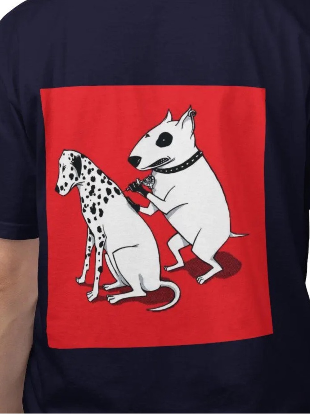 UNFLEDGED Black "Tattoo Dog" Red Square Graphic Tee N255-15